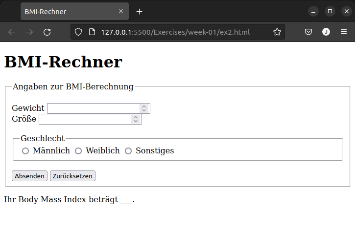 BMI-Rechner Formular